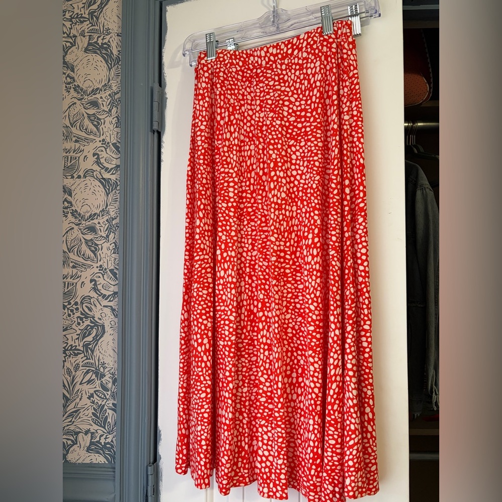 Oasis Red and White Maxi Skirt